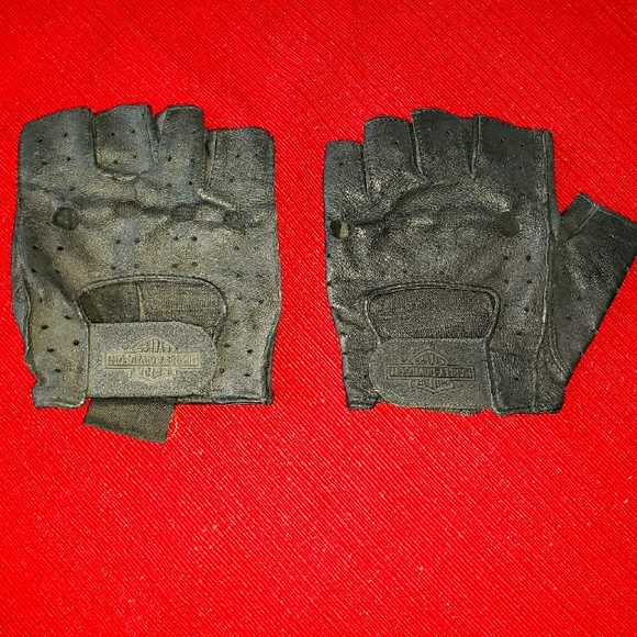 Harley Davidson Leather Fingerless Gloves